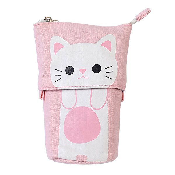 Canvas Pencil Case Roll Cute Cat Canvas Roll Pencil Pouch Cats