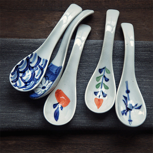 Ceramic Spoon Holder - Red - Blue from Apollo Box