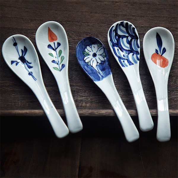 Ceramic Spoon Holder - Red - Blue from Apollo Box