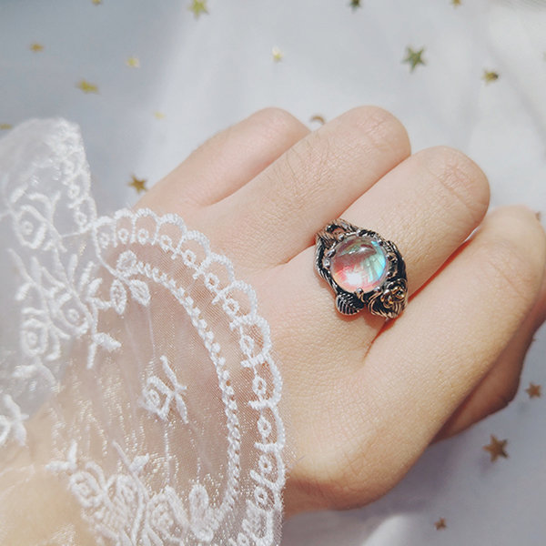 Rose-Inspired Gothic Crystal Ball Ring - ApolloBox