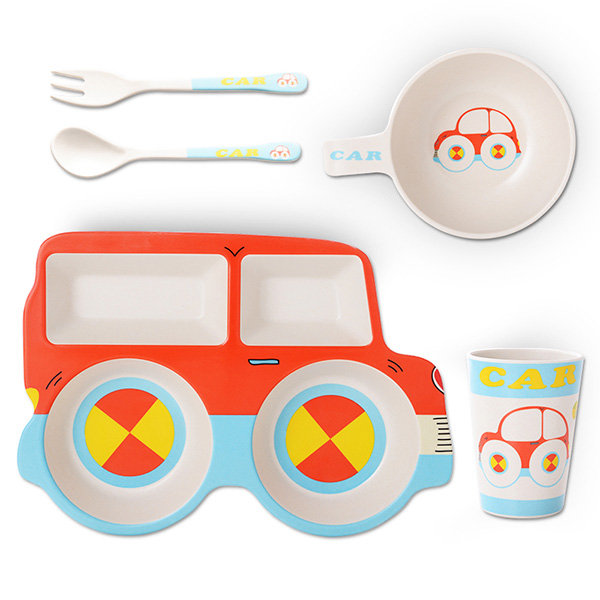 Car-Themed Bambo Kid's Tableware Set - ApolloBox