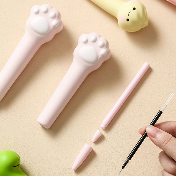 Cute Stress Reliever Pen - Peach - Cat Paw - 4 Patterns