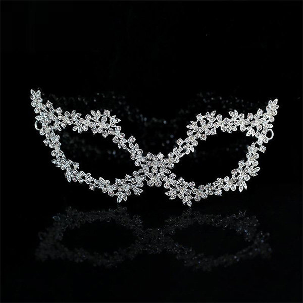 Masquerade Mask - White - Rhinestone And Feathers - Tassels from Apollo Box