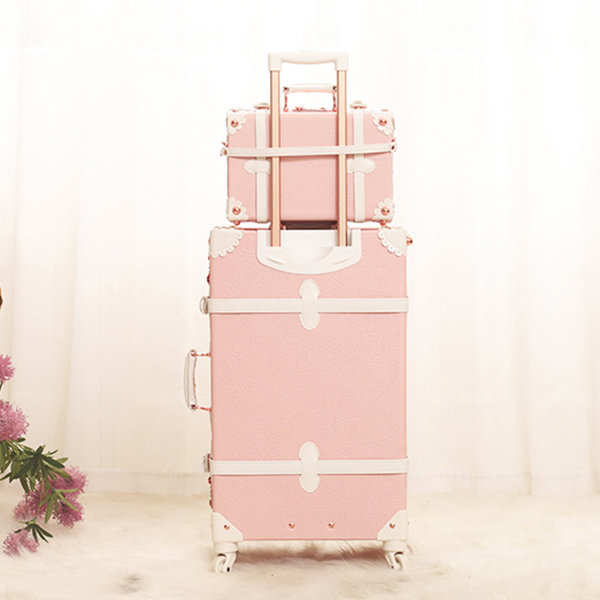 Retro-Inspired Floral Suitcase - 2 Sizes - 3 Colors Available
