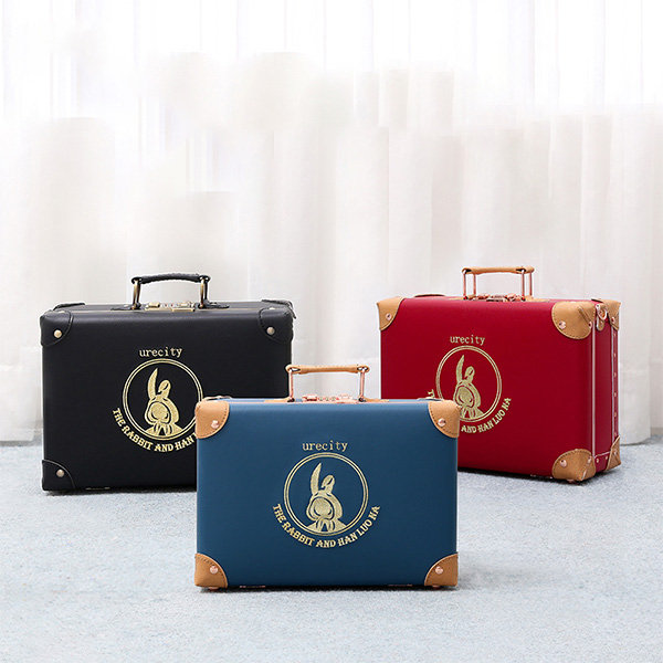 urecity vintage suitcase set for women, vintage luggage sets for women 2  piece, cute designer trunk luggage, retro suit case (Bright Pink, 26+12)