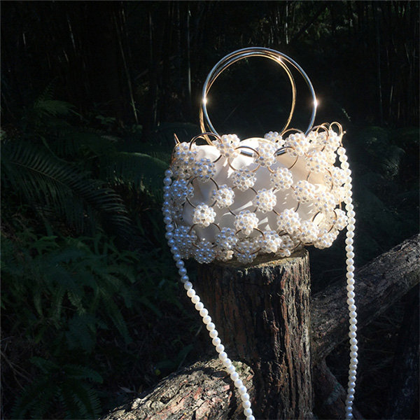 Hand Crafted Floral Pearl Bag