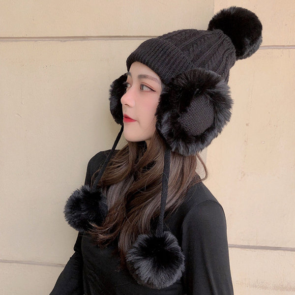 Warm Winter Fur Ball Hats - ApolloBox