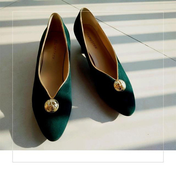 Emerald green wedges - vegan faux-suede | Heels, Cute shoes, Green shoes