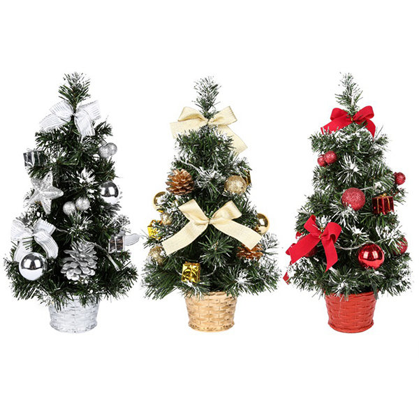 Christmas Trees, Christmas Tree Kit (includes 14 Accessories), 30cm  Artificial Tabletop Mini Xmas Pine Tree with LED String Lights Xmas  Ornaments
