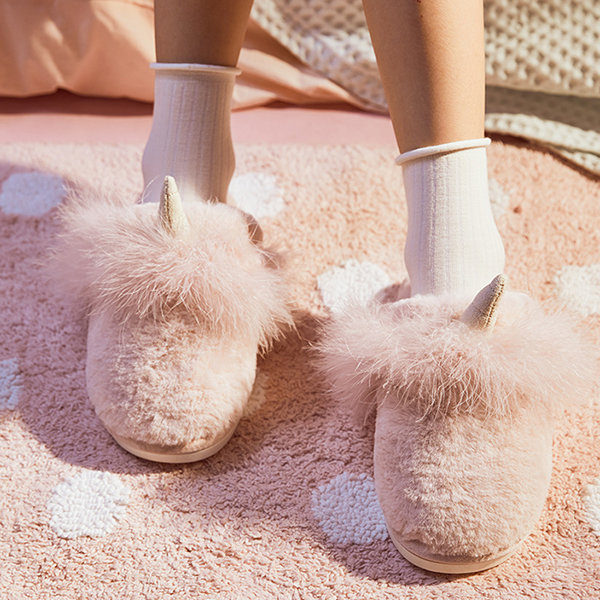 Unicorn Plush Slippers - ApolloBox