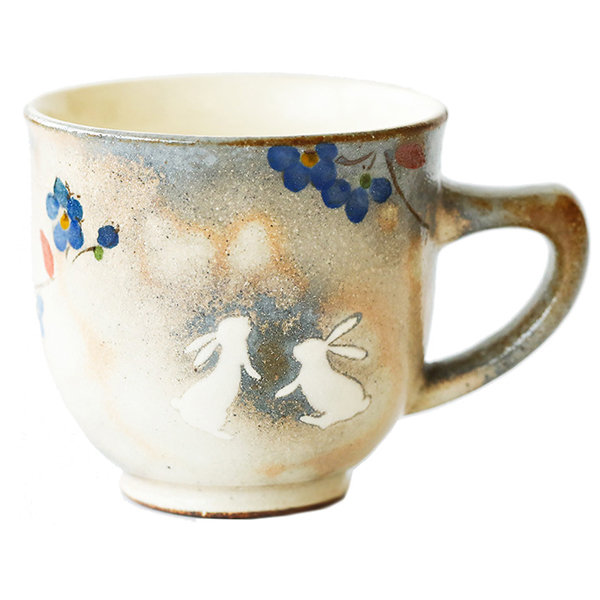Rabbit Japanese Ceramic Mug Cup Red for Coffee Tea Everyday use Cute Drinkware 