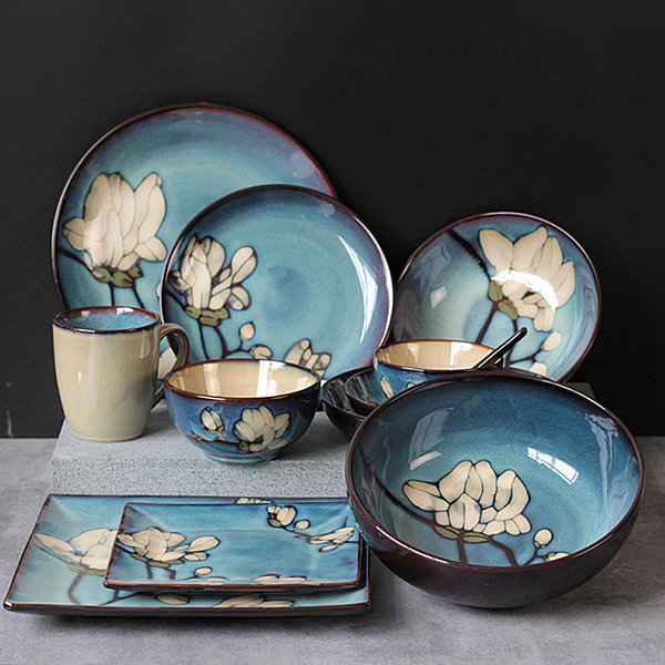 Yulan Magnolia Ceramic Dinnerware - Bowl - Plate