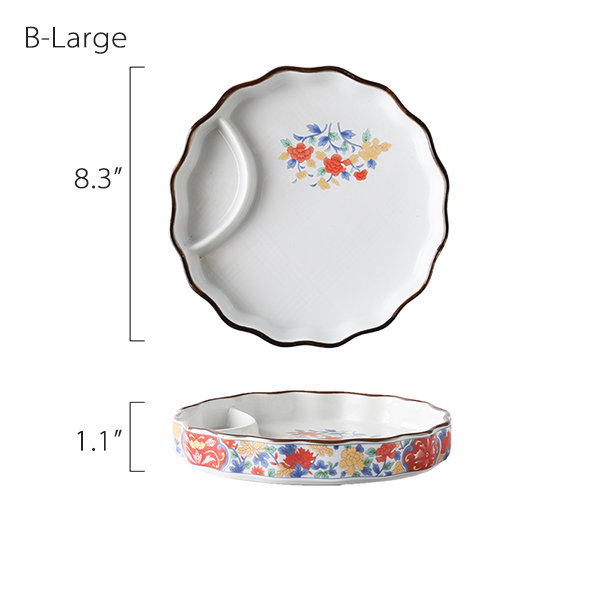 Floral Plate - Combination Design - Ceramic - Small - Large - 5 ...