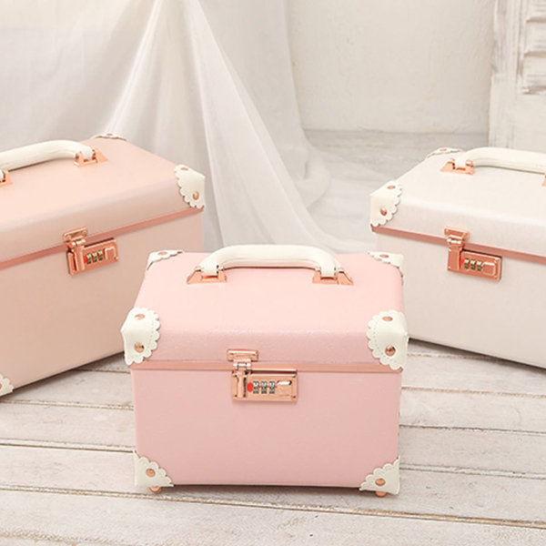 Locked Cosmetic Case - PU Leather - Pink - White - 6 Colors from Apollo Box