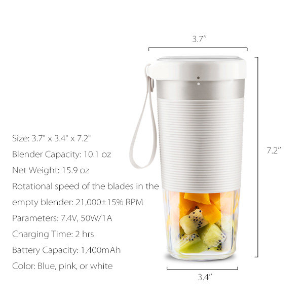 Portable 350ml Mini Blender Personal Small Cordless Blender Juicer