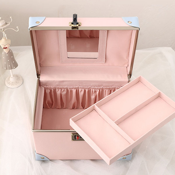 Locked Cosmetic Case - PU Leather - Pink - White - 6 Colors - ApolloBox