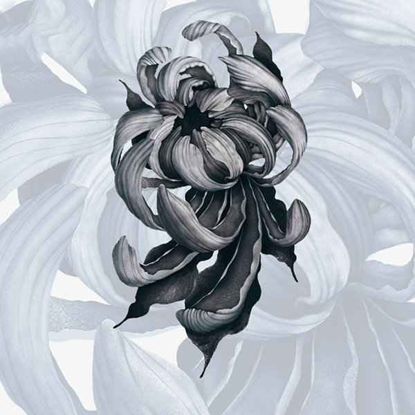 Black Chrysanthemum on Grey Bath Mat – Kaito Japan Design