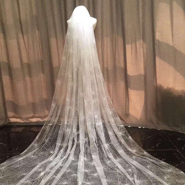 ApolloBox Ultra Long Pearl Wedding Veil