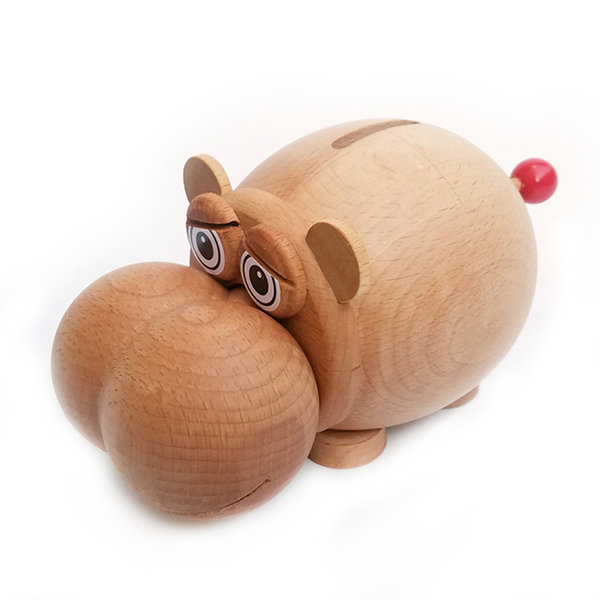 Wooden Hippo Piggy Bank from Apollo Box