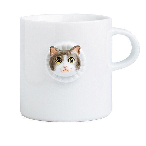 Cute Cat Mug - Ceramic - Relief Bread Pattern Design from Apollo Box