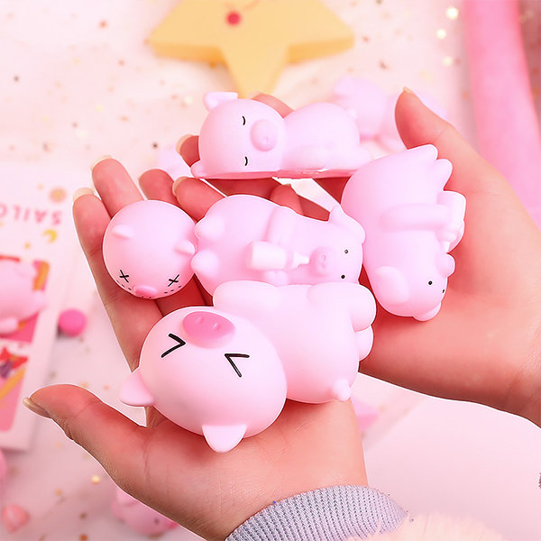 3 Pcs Pink Pig Silicone Squishy Toy - ApolloBox