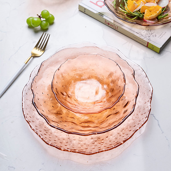 Textured Coral Colored Glass Dinnerware from Apollo Box