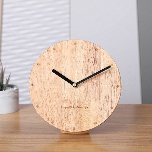 WOODEN Modern Table Clock, Small Desk Clock, Wood Clock for Desk