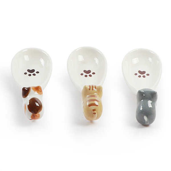 Cute Cat Little Kittens Ceramic Measuring Spoon Set, 6 x 3 x 2.25 inches,  Multicolored,11717