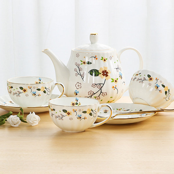 European Style Ceramic Tea Cup Set of 7