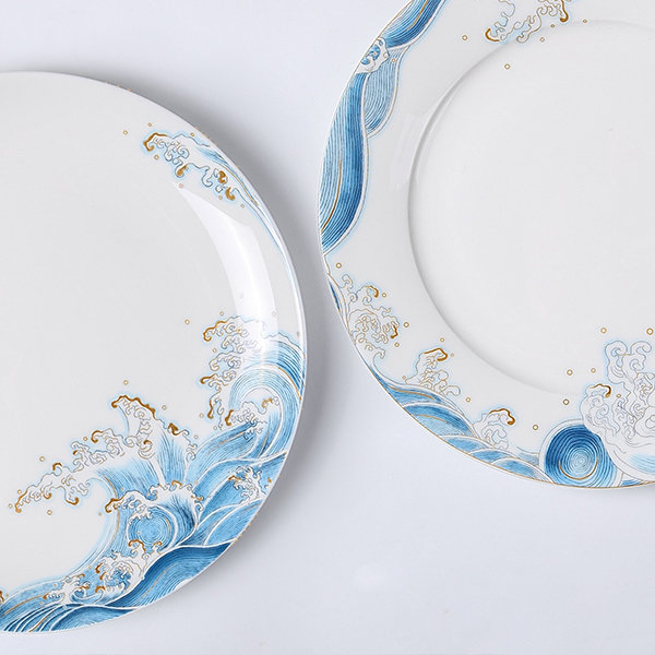 Blue and White Wave Ceramic Dish from Apollo Box