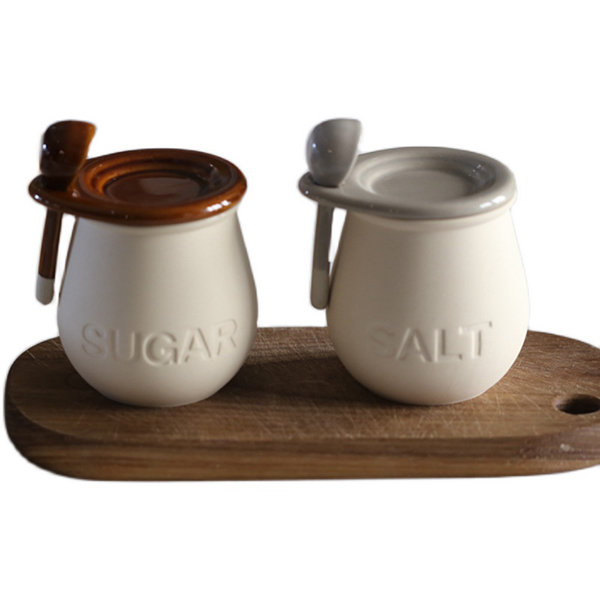 Japanese Art Pottery ONTA ware kitchen pot for sugar/salt storage jar with Lid 