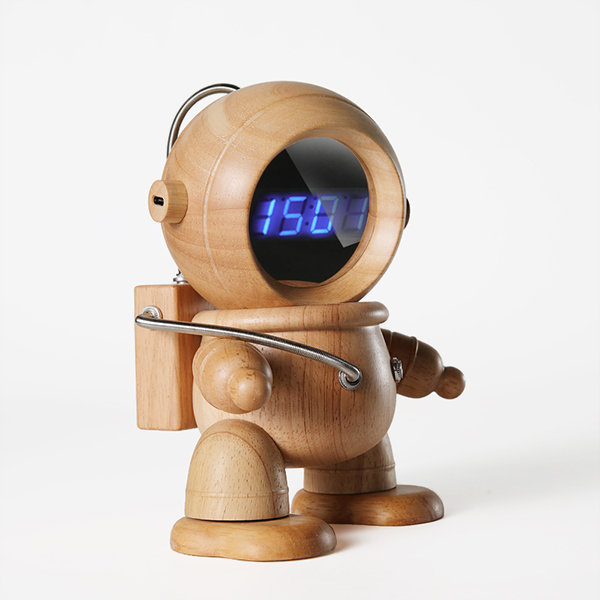 Wooden Astronaut Digital Clock - ApolloBox