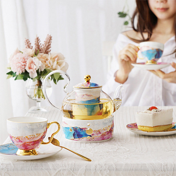 Golden Gilded China Coffee Cup Set from Apollo Box