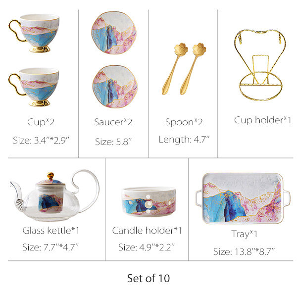 Golden Gilded China Coffee Cup Set from Apollo Box