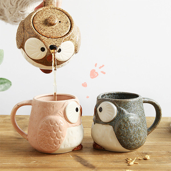 Blue Owl Ceramic Tea Set 