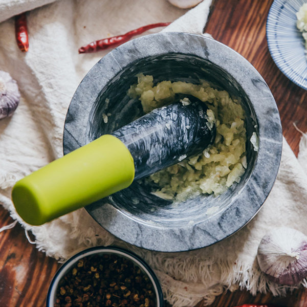 White Grey Marble Mortar and Pestle/Garlic Grinder/Kitchen