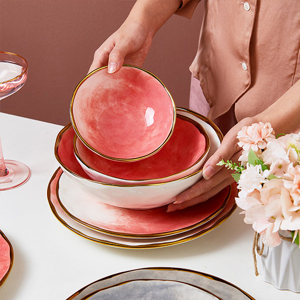 Vintage Porcelain Spice Jars, Set of Five, Gold Trim, Pink Rose