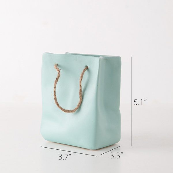 Gift Bag Vase - Ceramic - Pink - Blue - 3 Colors - 2 Sizes - ApolloBox