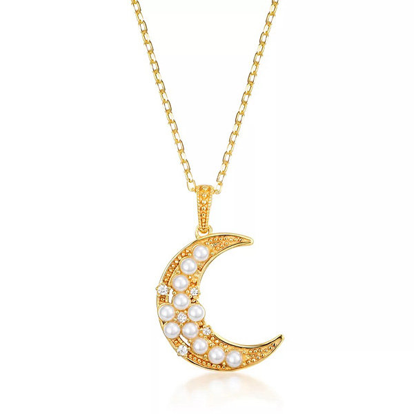 Shimmering Pearl Moon Necklace - ApolloBox