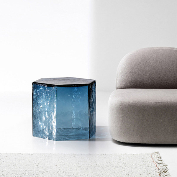 Glass Side Table - Transparent - Light Blue - ApolloBox