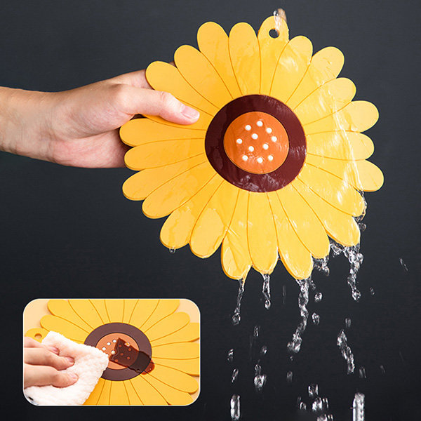 1pc Pvc Placemat Oil Painting Style Sunflower Pattern Placemat