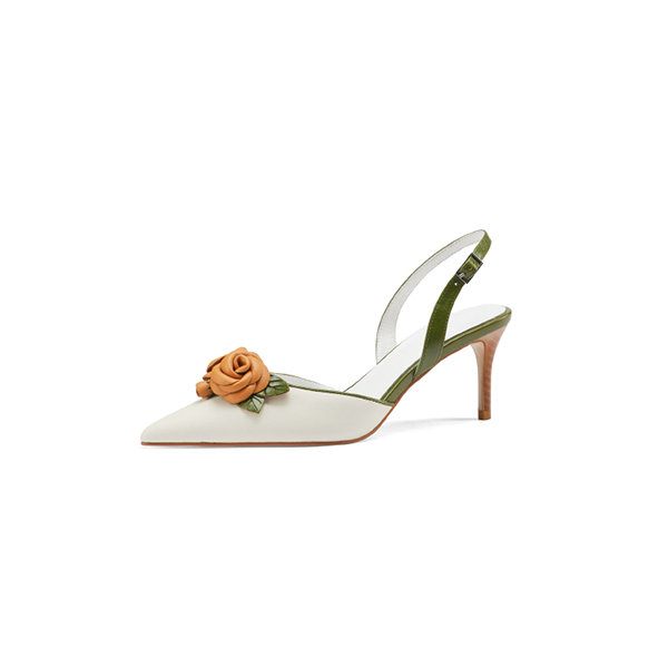 Vintage Inspired Floral Heels - PU - Superfine Fiber - Flower Embellishment  - ApolloBox