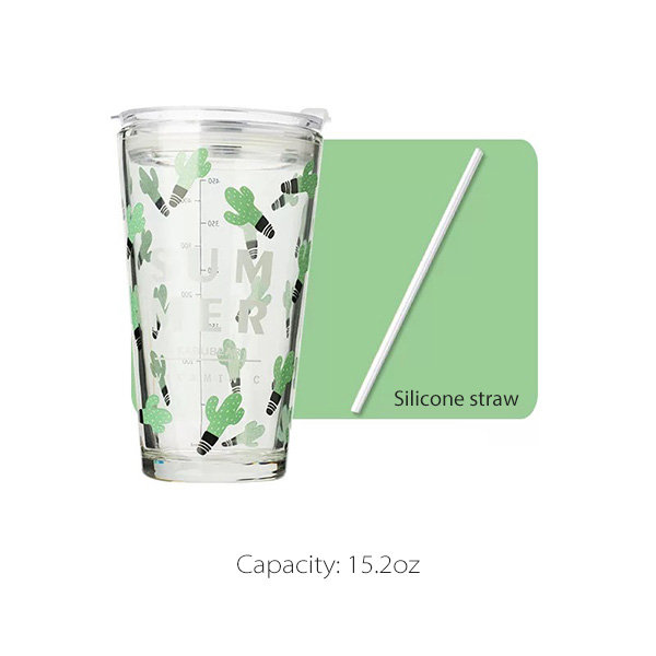Glass Cup with Silicone Straw - ApolloBox