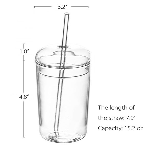 Eco Friendly Glass Tumbler - Transparent - Lid and Straw Design - ApolloBox