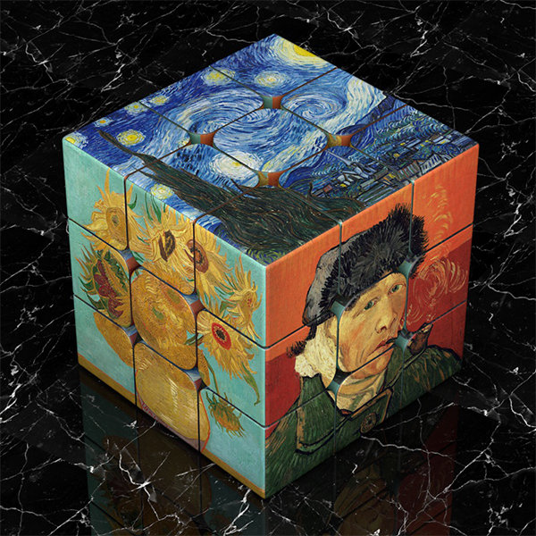 Artist Inspired Rubiks Cube - Van Gogh - Da Vinci - Monet - Picasso - 2 Designs  image