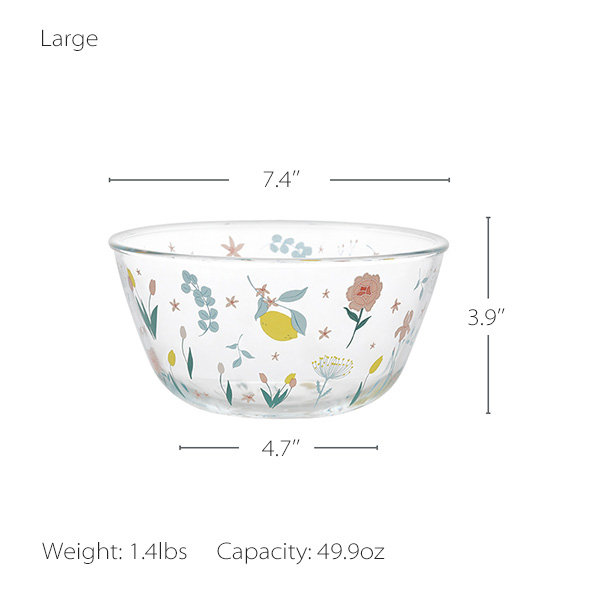 Floral Design Glass Salad Bowls - ApolloBox