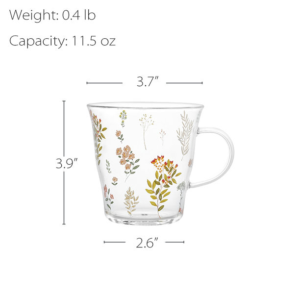 Floral Themed Glass Mug - with Spoon - 2 Patterns from Apollo Box