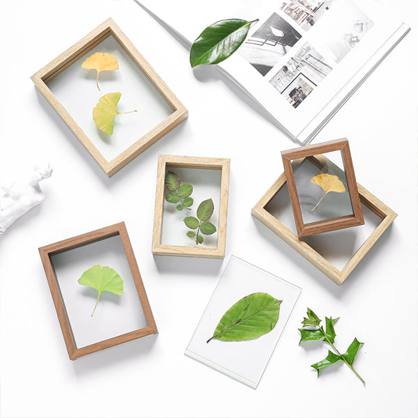 customized glass and wood photo frame A4 size with design and
