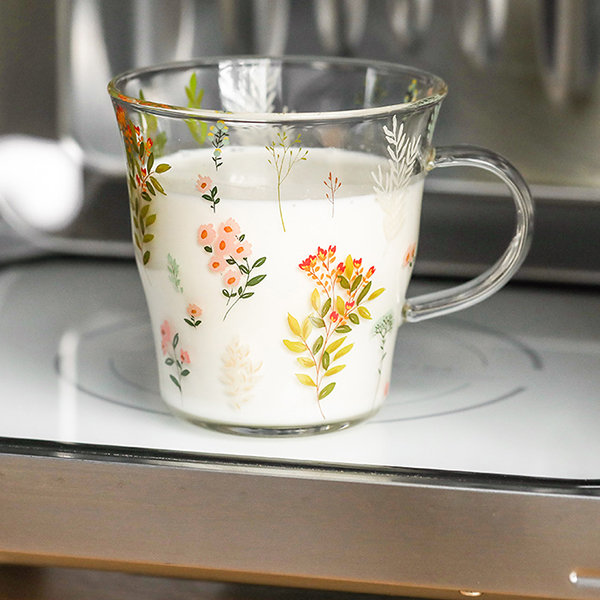 Floral Glass Coffee Cup, Hydrangea Garden Glass Iced Coffee Cup