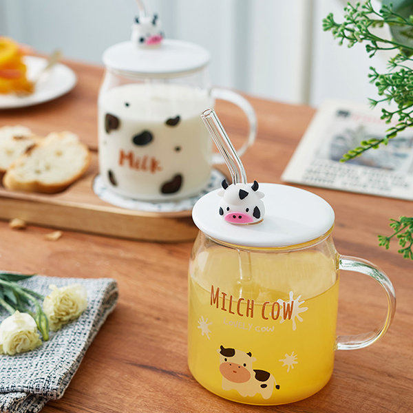 Cute Bunny Drinking Glass And Straw - ApolloBox